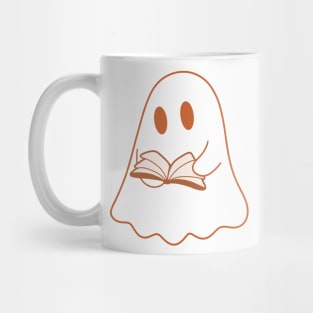 A cute, reading ghost with a book Mug